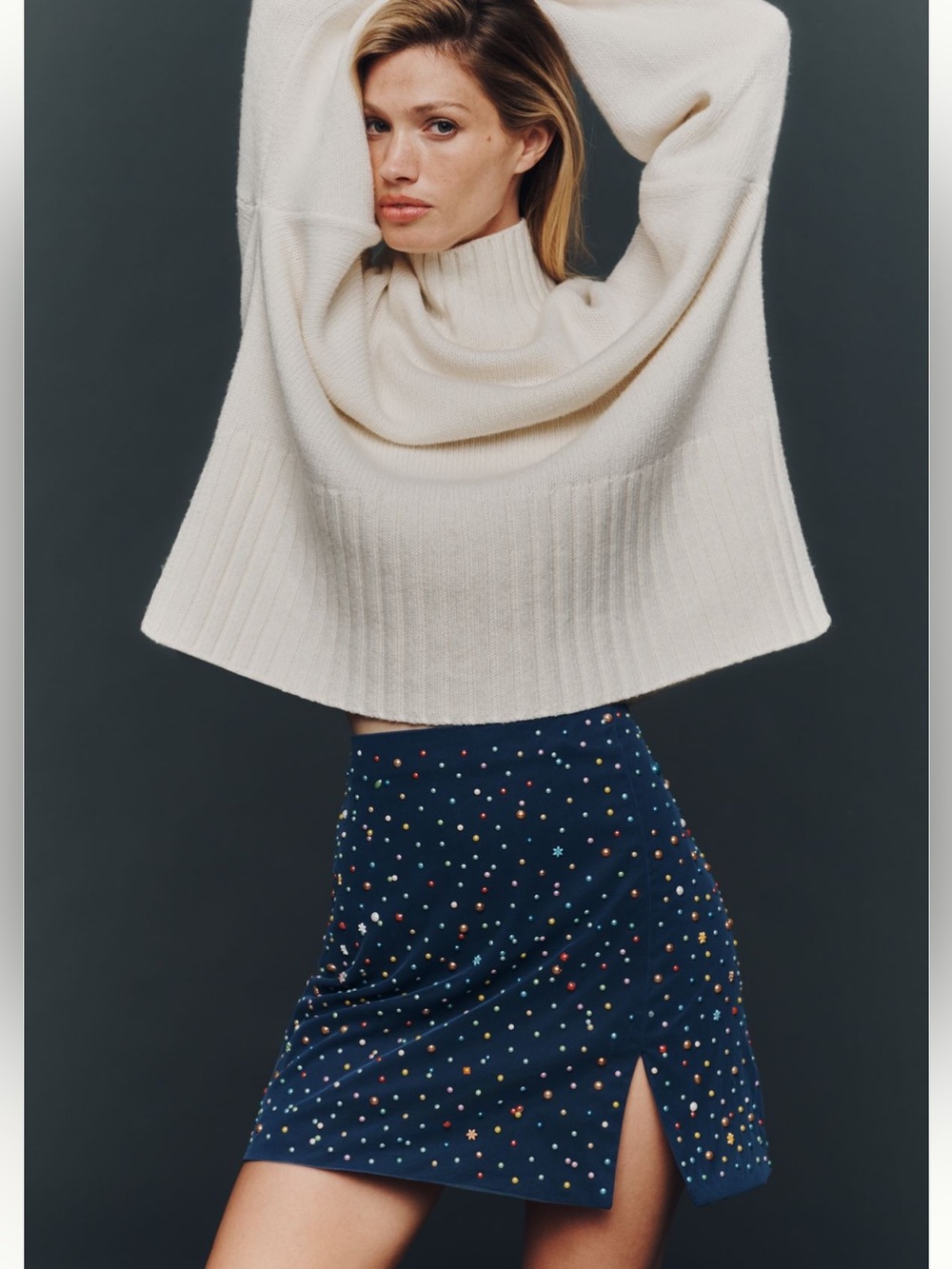 Anthropologie Maeve Candy Side-Slit Beaded Mini Skirt